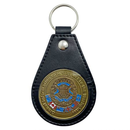 PU leather challenge coin key holder