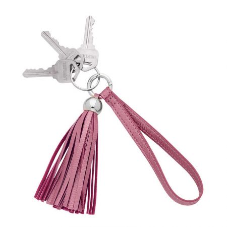Porte-clés en similicuir avec pompon