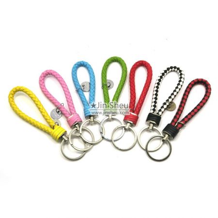 tukkumyynti PU-nahkaisia punottuja avaimenperiä