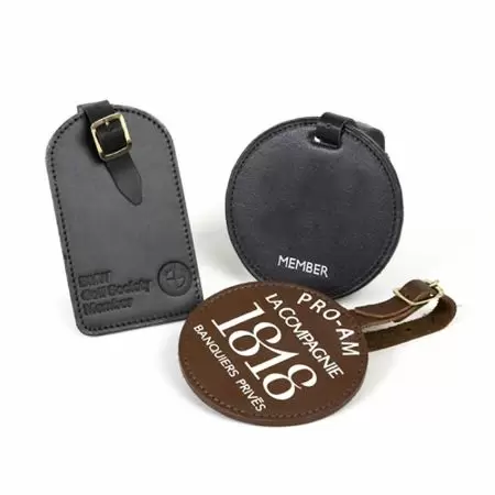 custom logo leather golf bag tags