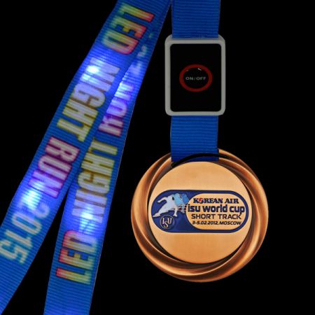 sport medal with flashing lanyard