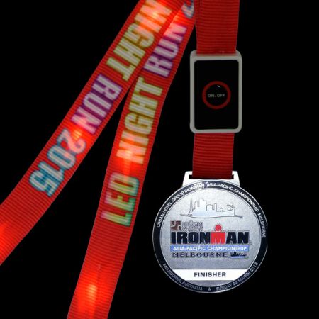 custom metal medal with green led ribbon