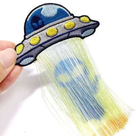 Nyheds-UFO-patch med trykt alien-kvast - promoverende dekoreret strygejern på kvast patch