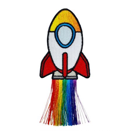 custom space rocket embroidery patch
