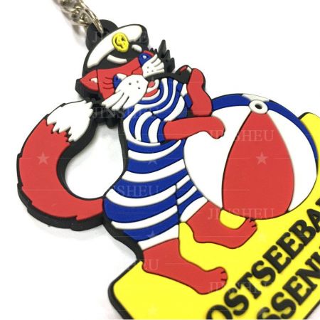 Porte-clés en caoutchouc 2D en forme de chat