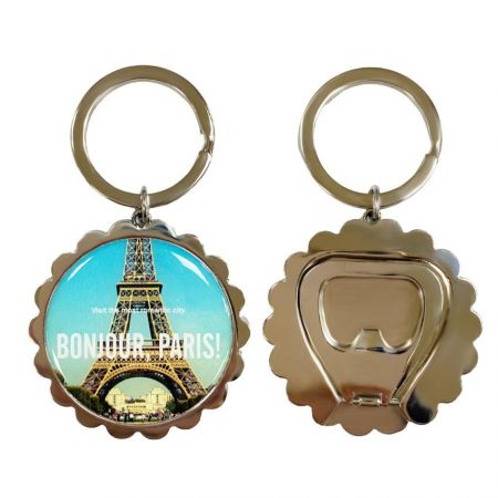 custom epoxy sticker beer opener metal keychain