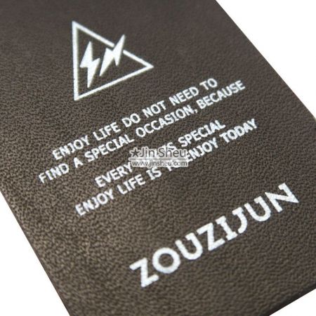 custom printed real leather label