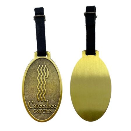 Etiqueta de bolsa de golf de bronce antiguo - Etiquetas de metal para clubes de golf para VIPs