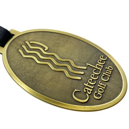 aangepaste gestempelde logo antiek bronzen metalen tag