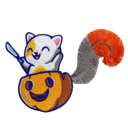 wholesale custom design tassel embroidery cat patch