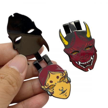 Oni Mask Hinged Enamel Pin - Lapel Pins Custom