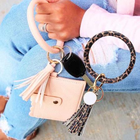 Porte-clés porte-cartes en cuir avec bracelet de poignet - porte-cartes de poignet en cuir personnalisé