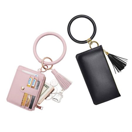 porte-cartes en cuir personnalisé avec bracelet