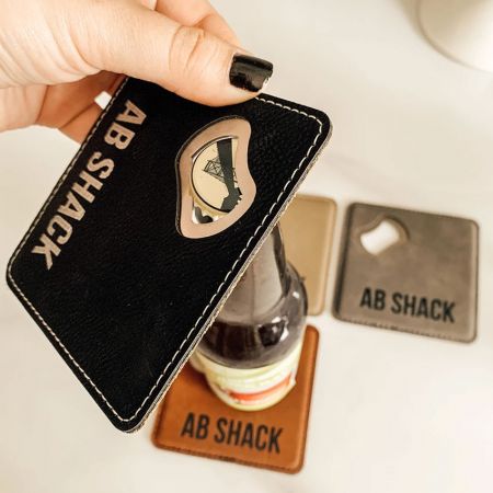 Đế ly bia da với mở nắp chai - Đế ly da mở nắp chai bán buôn