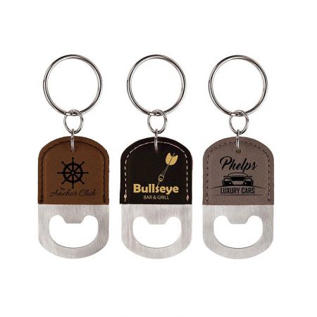 custom logo leather keychain bottle opener