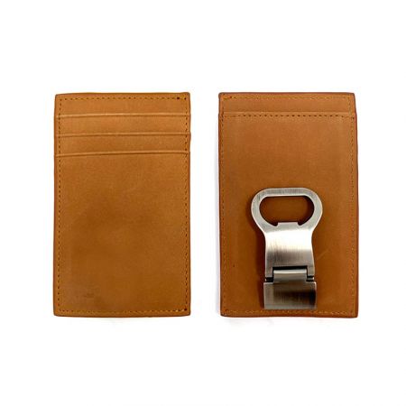 Leather Money Clip With Beer Opener