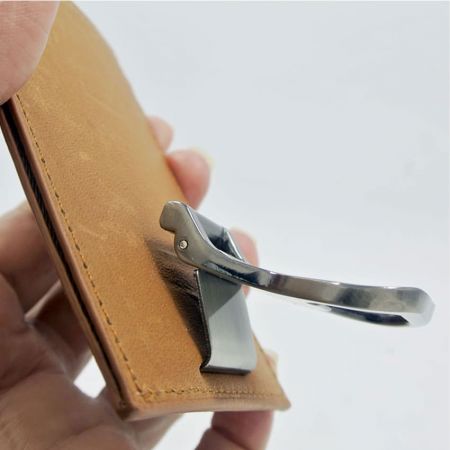 Genuine Leather Wallet Money Clip Card Holder with Beer Opener