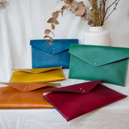 custom made envelope leather hand clutch bag