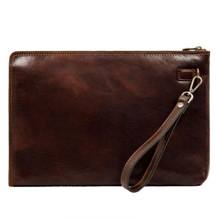 customized leather pouch zipper clutch bag