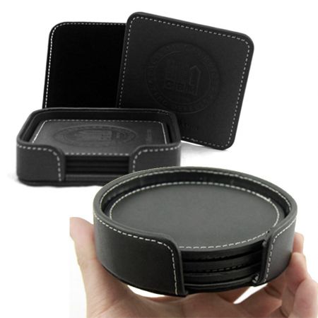 Bộ đế ly da vuông và tròn - Đế ly da vuông