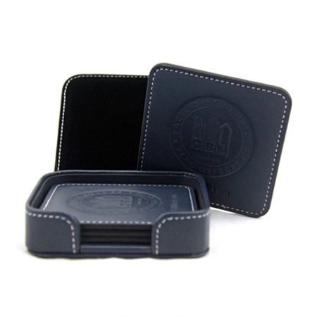 bộ đế ly da vuông tùy chỉnh