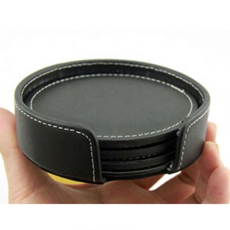 bộ đế ly da in logo tùy chỉnh