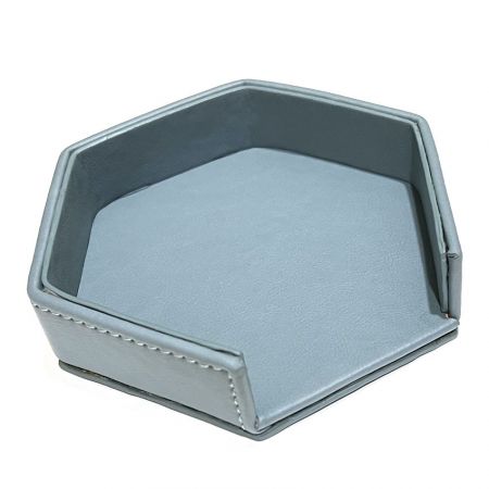 suporte personalizado para porta-copos de couro hexagonal