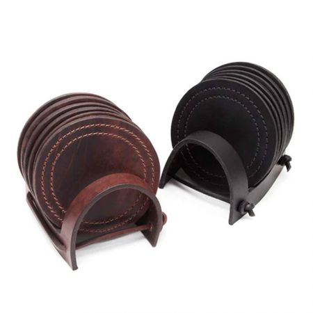 wholesale leather coasters holder stand