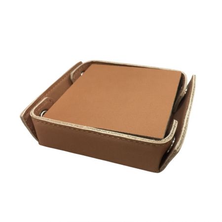 wholesale blank real leather coasters with holder