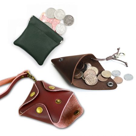 Bolsas de monedas de cuero personalizadas - bolsas de cambio de monedas de cuero al por mayor