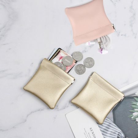 bolsas de monedas cuadradas de cuero de moda personalizadas