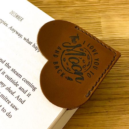 personalized leather corner bookmark