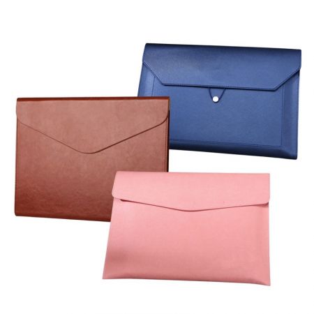 PU Leather A4 File Envelope Folders - custom made men leather clutch business bag