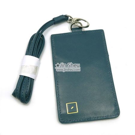 custom made leather id badge holder