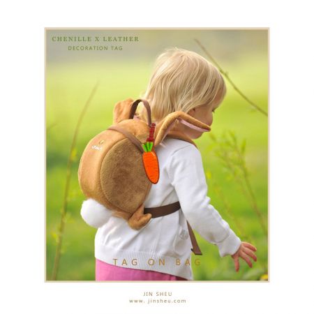 etiqueta de bolso de chenilla personalizada para niños linda