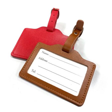 Porta-cartão de identificação em couro para bagagem - porta-cartão de identificação em couro personalizado com logotipo para bagagem