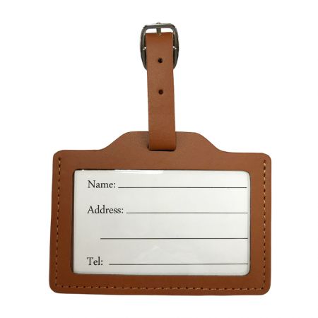 personalized leather ID badge bag tag