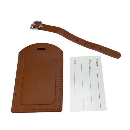 Personalized leather luggage tag