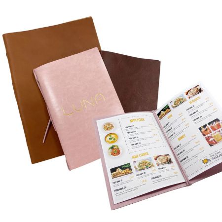 Cubiertas de menú de restaurante de cuero (A4 y A5) - cubiertas de portafolio de menú de cuero A4 y A5 personalizadas