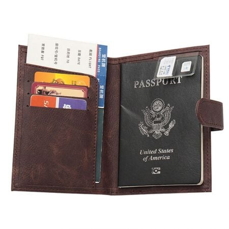 Carteira de Passaporte em Couro com Caderno - Carteira de passaporte personalizada em couro