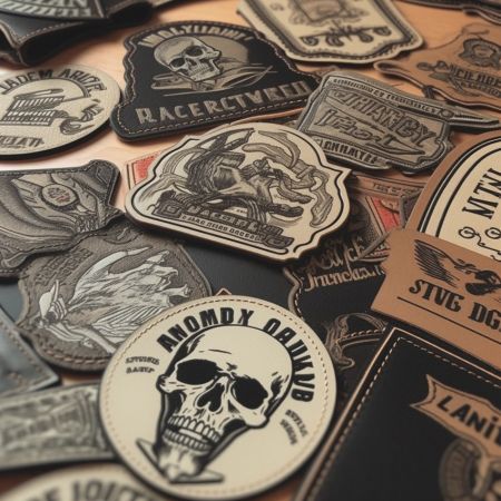 custom skull printed fashion leather patches