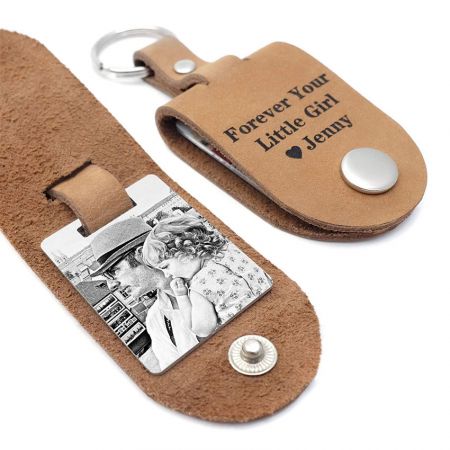 سلسلة مفاتيح جلدية حقيقية مخصصة للصور