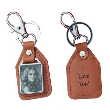 customized leather photo insert keychain