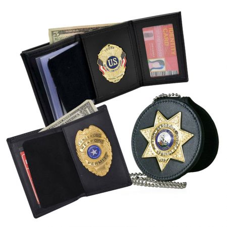 Leder-Polizeiabzeichen-Brieftaschen - Maßgeschneiderte Metallabzeichen-Brieftasche