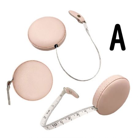 custom round PU leather retractable measure