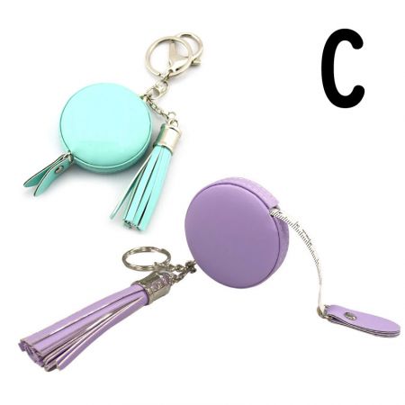 promotional leather tape measure keyring with tassel