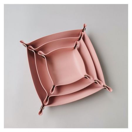 Khay đựng đồ da vuông - khay đựng đồ da snap valet có logo tùy chỉnh