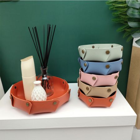 wholesale custom round leather trays