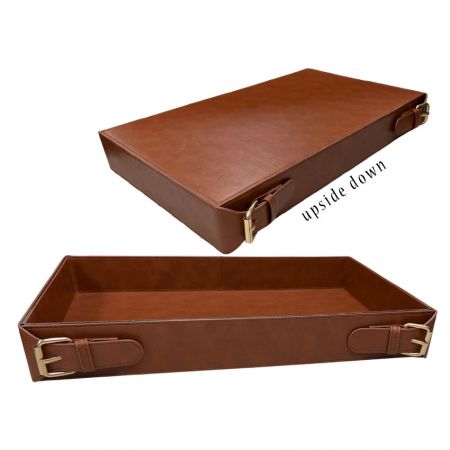 custom rectangular leather tray