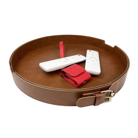 wholesale round leather storage tray